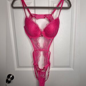 Victoria's Secret Hot Pink Lace Teddy